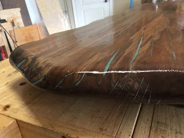 Turquoise and walnut table top