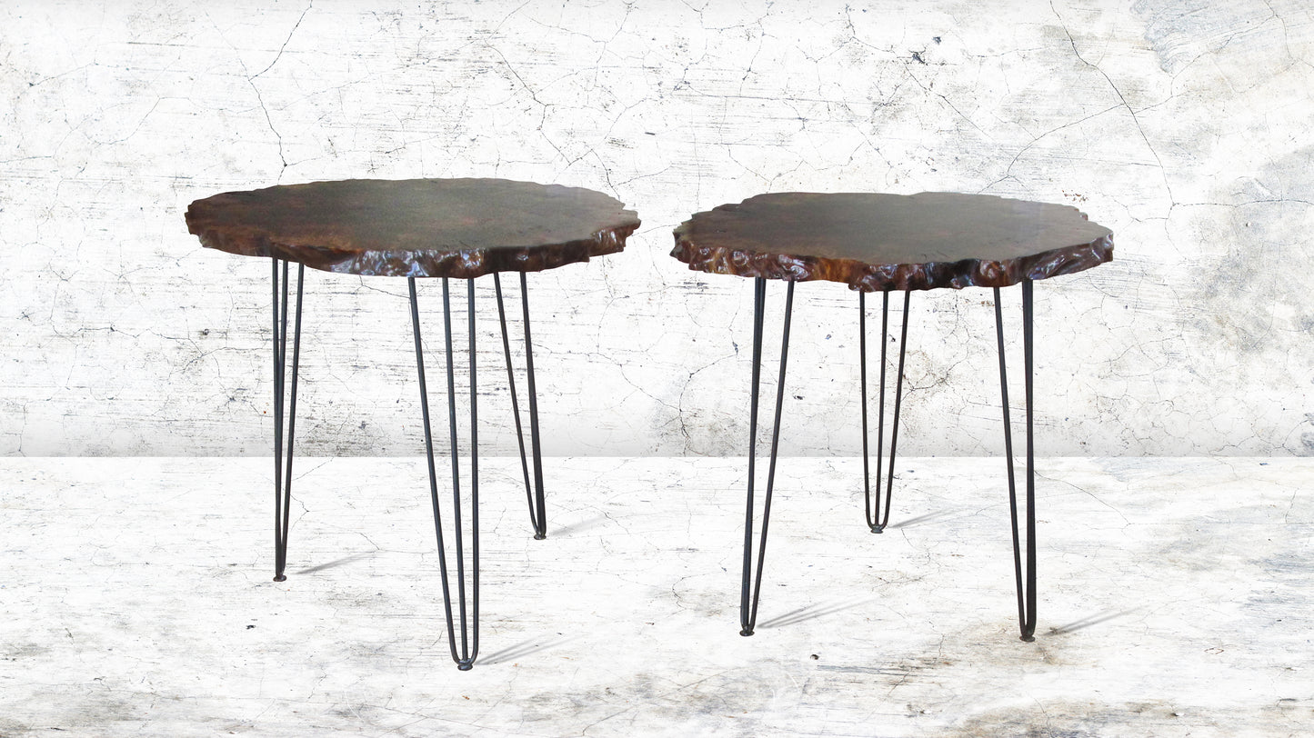 Claro Walnut Burl Round Side Tables